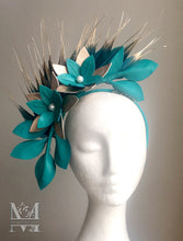 Georgie - Teal and Rose Gold Leather Fascinator - MM308