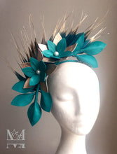 Georgie - Teal and Rose Gold Leather Fascinator - MM308