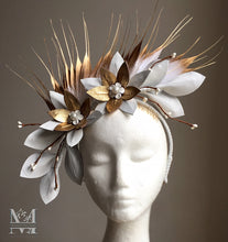 Georgie - White & Gold Leather Fascinator - MM320