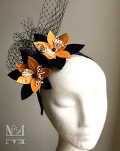 JoJo - Mustard & Black Leather Fascinator - MM297