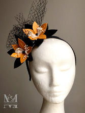 JoJo - Mustard & Black Leather Fascinator - MM297