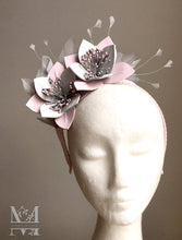 Katie - Pink & Grey Leather Fascinator - MM305