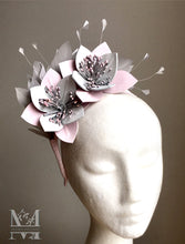 Katie - Pink & Grey Leather Fascinator - MM305