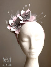 Katie - Pink & Grey Leather Fascinator - MM305