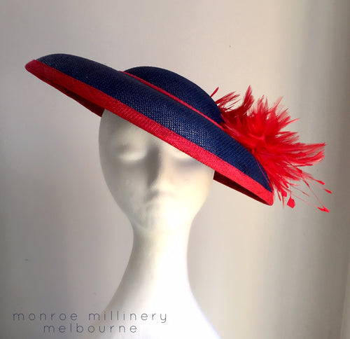 Keelie - Navy and Red Domed Boater - MM354