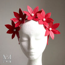 Lara - Red Leather Flower Crown - MM349