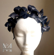 Lily - Leather Flower Crown - Navy - MM254