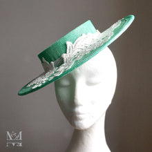 Lucy Boater - Mint Green & Lace Boater Hat - MM317