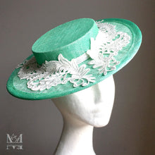 Lucy Boater - Mint Green & Lace Boater Hat - MM317