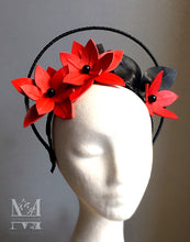 Maeve - Black and Red Leather Fascinator - MM307