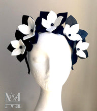 Maya - Black & White Leather Flower Crown - MM270