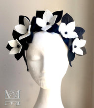 Maya - Black & White Leather Flower Crown - MM270