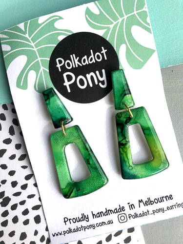 Green Marble Drop Earrings