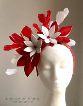 Lola - Red And White Leather Fascinator - MM373
