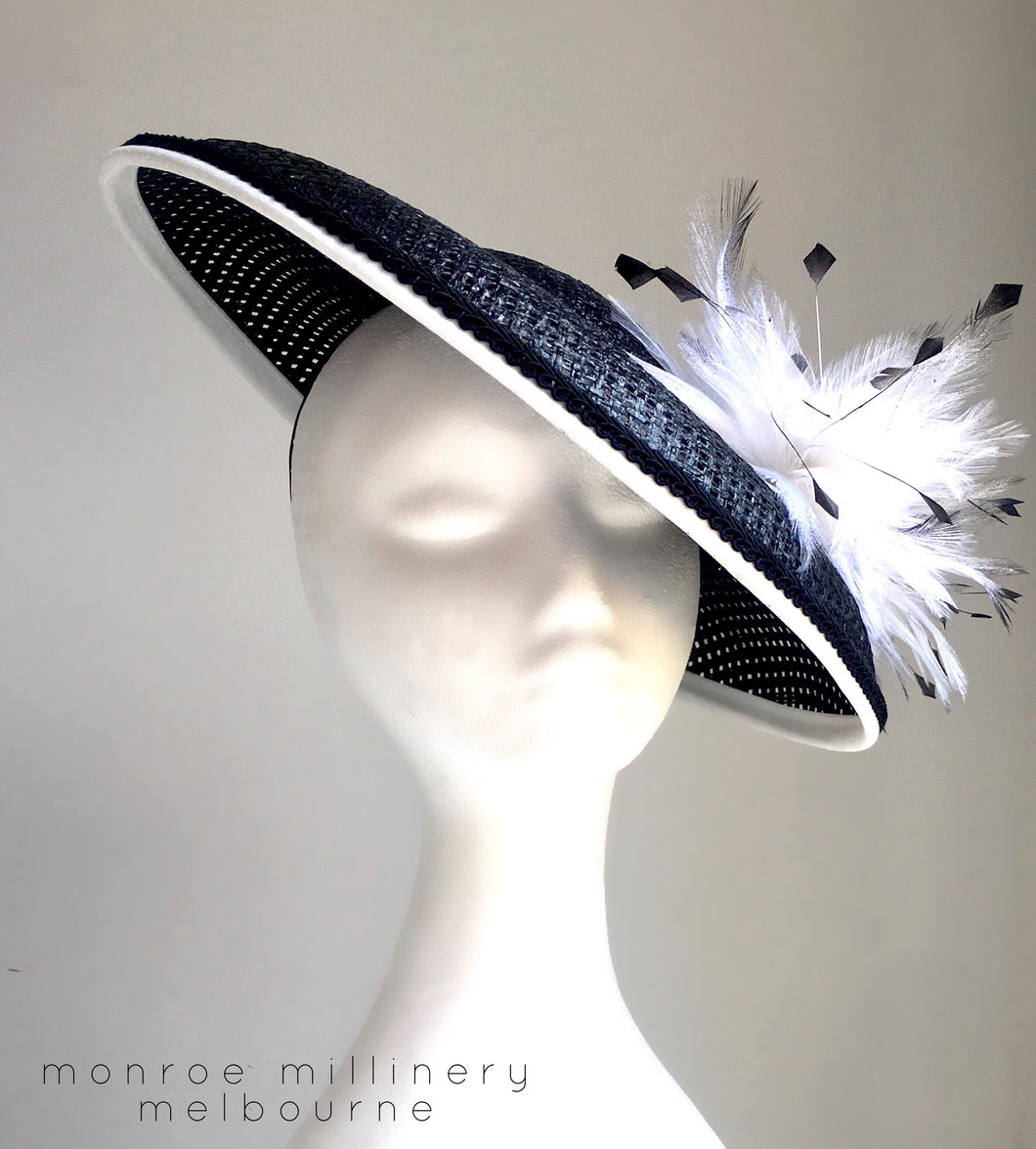 Polly - Black and White Domed Boater - MM352