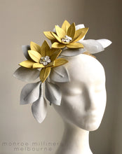 Sonny - Yellow and White Leather Fascinator - MM336