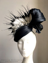 Adele - Black & White Leather & Silk Hat - MM217