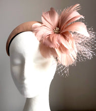 Nell - Latte Leather & Feather Fascinator - MM421