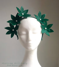 Maxine - Emerald Green Leather Fascinator - MM346