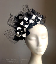 Milly - Black and White Leather Fascinator - MM222