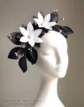 Mandy - Black and White Leather Fascinator - MM355