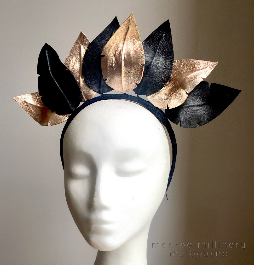 Rose Gold & Black Leather Crown #181
