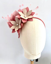 Calli - Salmon Pink & Nude Leather & Feather Fascinator - MM308