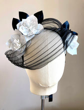 Chloe - Black and White Leather Fascinator - MM486