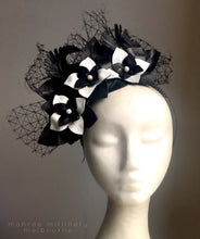 Milly - Black and White Leather Fascinator - MM222