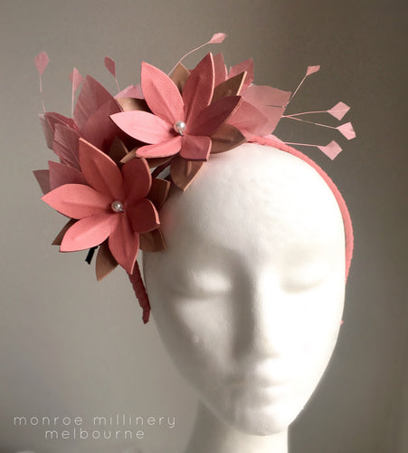 Cali - Dusty Pink & Latte Fascinator - MM374