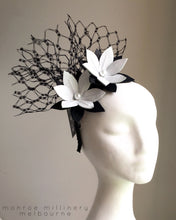 Adelaide - Black and White Leather Fascinator - MM351