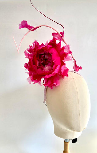 Shellie - Pink Feather Flower Fascinator  - MM698