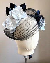 Chloe - Black and White Leather Fascinator - MM486