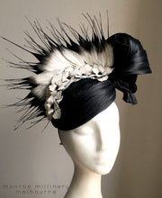 Adele - Black & White Leather & Silk Hat - MM217