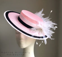 Ellie - Pink, Black and White Boater - MM339