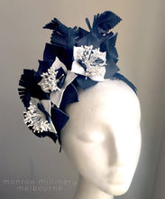 Madeline - Navy & White Leather Fascinator - MM224