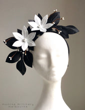 Mandy - Black and White Leather Fascinator - MM355