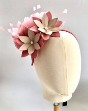 Calli - Salmon Pink & Nude Leather & Feather Fascinator - MM308