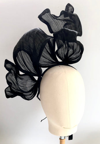 Rachel - Black Silk Fascinator - MM689