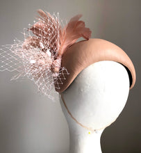 Nell - Latte Leather & Feather Fascinator - MM421