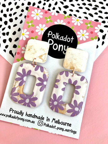 Lavender Daisy Earrings