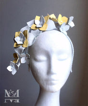Maisy - Yellow & White Leather Flower Headpiece - MM252