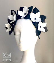 Maya - Black & White Leather Flower Crown - MM270